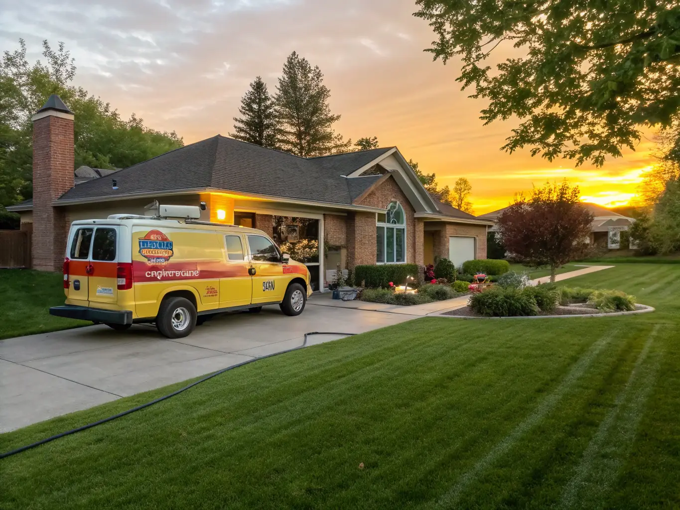 A Doorly Garage Doors service van parked in front of a suburban home, showcasing our local presence and quick response times.